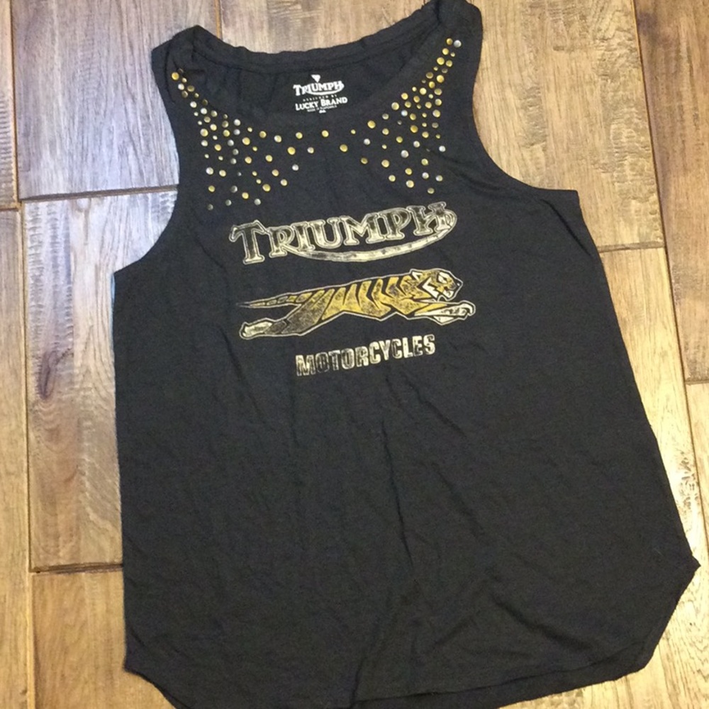 Lucky Triumph Motorcycle tank with embellishments